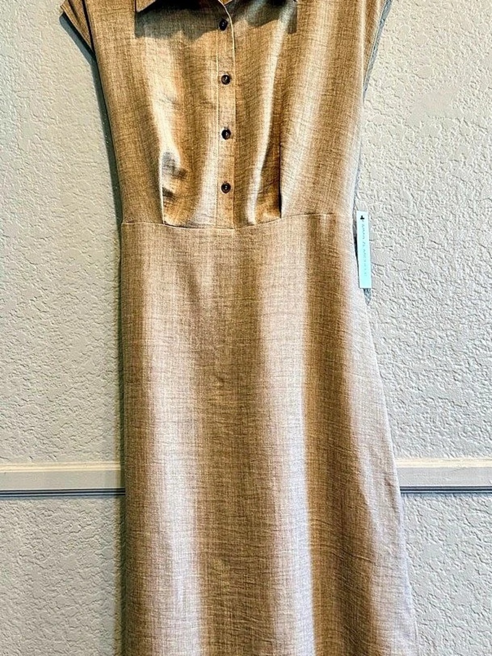 NWT Emma & Michele Cap Sleeve Button-Front Tie-Waist Midi Shirt Dress size M